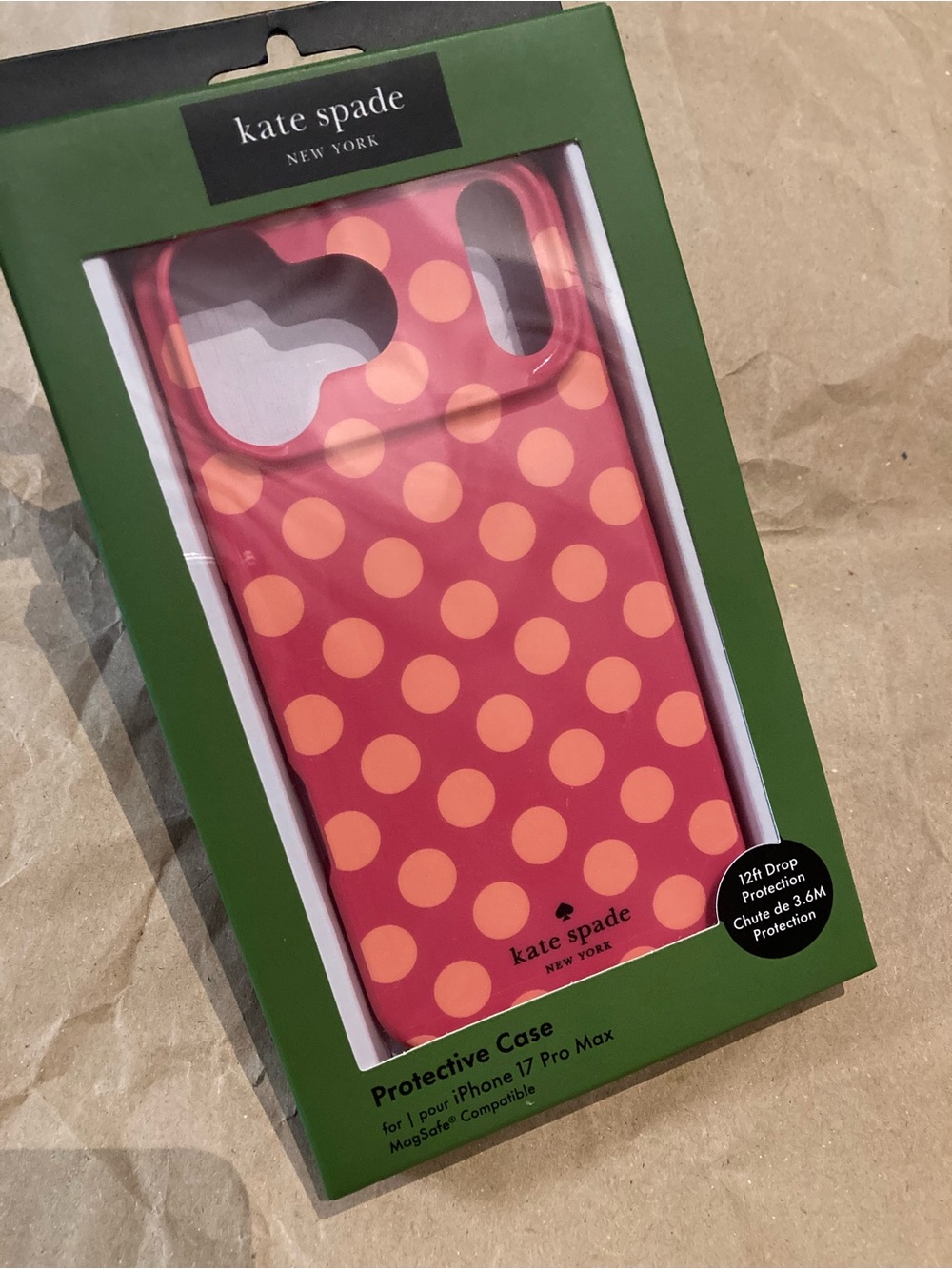 Kate Spade iPhone 17 Pro Max Case (polka dots) pink